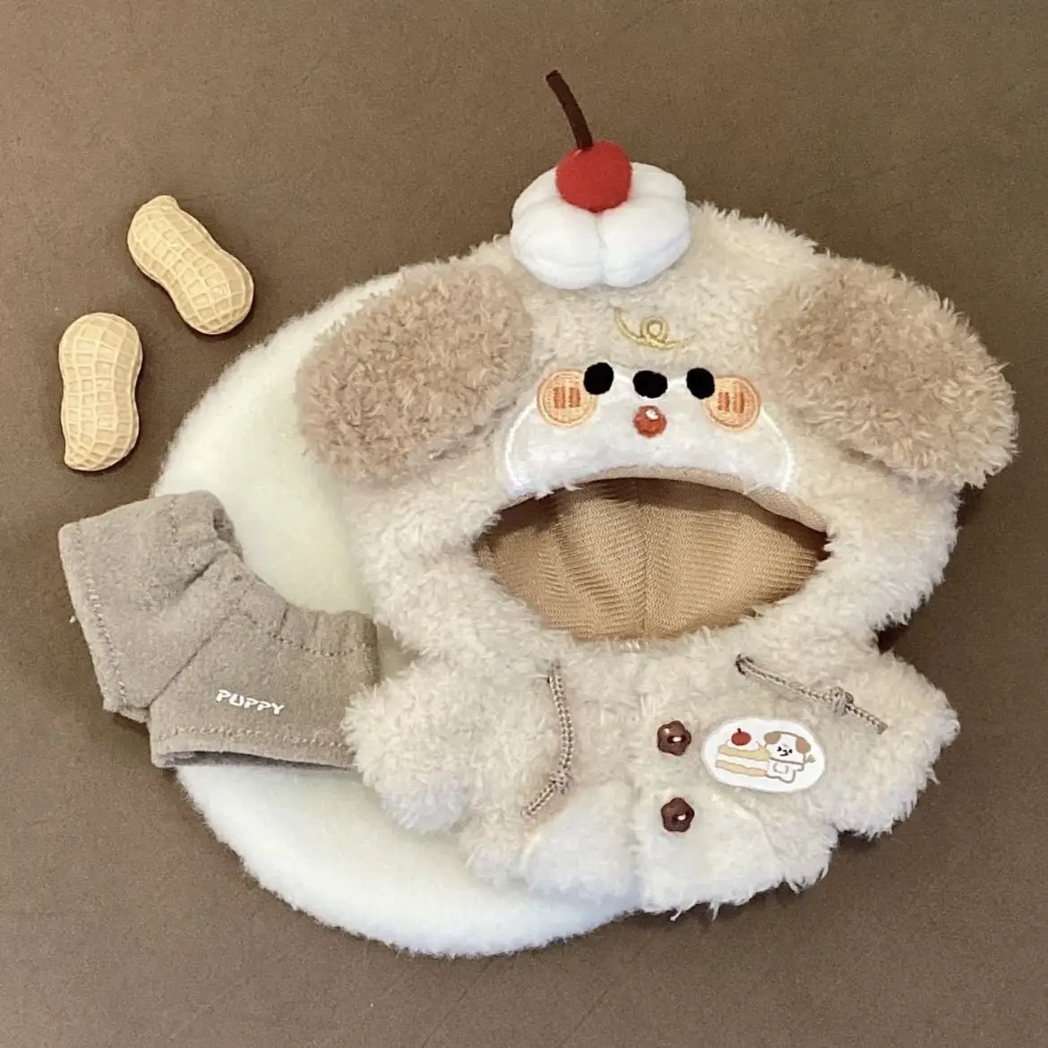 Kawaii tema animal macio brinquedos de algodão de pelúcia conjunto com capa & moletom com capuz para 10cm plushie boneca coleção fotografia adereços