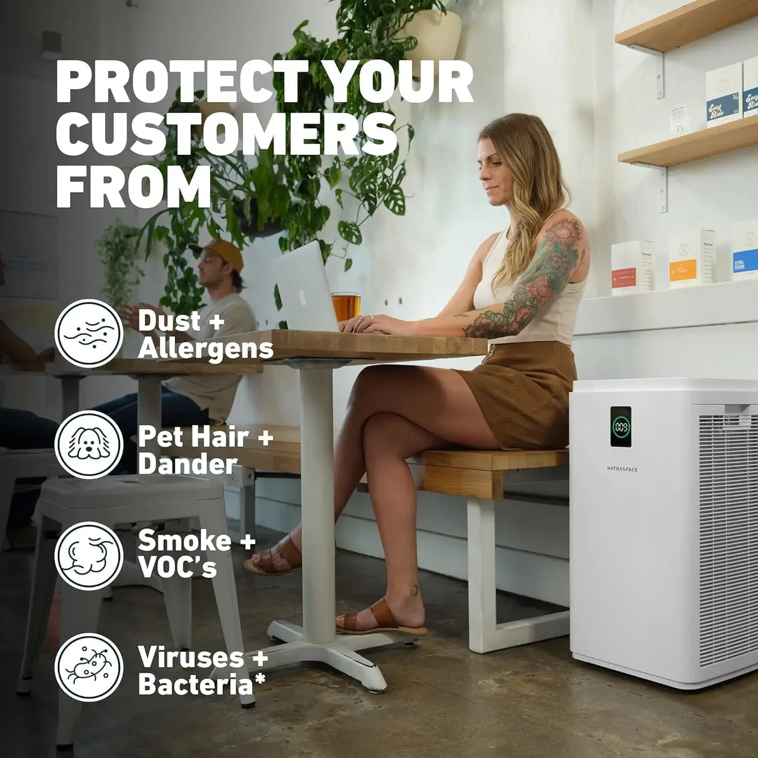 เครื่องฟอกอากาศ - เครื่องฟอกอากาศ True HEPA เครื่องทําความสะอาด และแผ่นกรองสําหรับภูมิแพ้ ควัน สัตว์เลี้ยง - เครื่องกําจัดฝุ่น 99.9% สัตว์เลี้ยง Hai