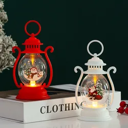 Christmas Hanging LED Lantern With Handle Electric Santa Claus Merry Christmas Flameless Lantern For Home Festive Decoration