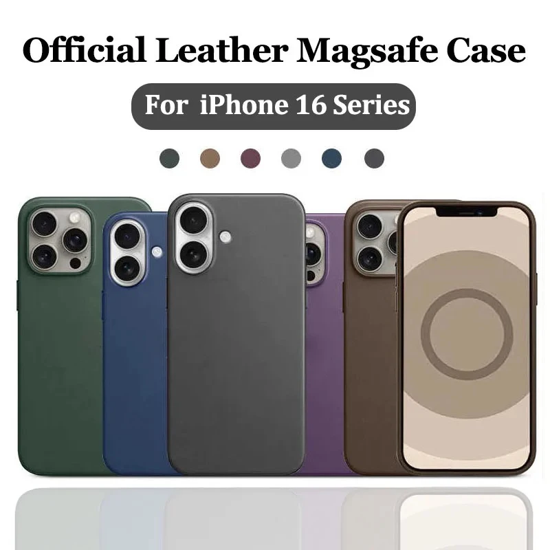 

Original Leather Magsafe Case For iPhone 14 15 16 Pro Max Plus Case Wireless Charging Magnetic Cover For 15 16 14 Pro With Box