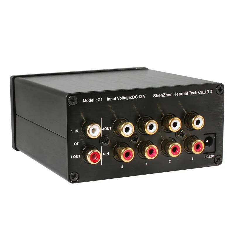 Heareal Z1 1in 4out/4in 1out HIFI Audio Receiver Signal Switcher Adjustable Volume Stereo Lossless Sound Dual Channel Converter