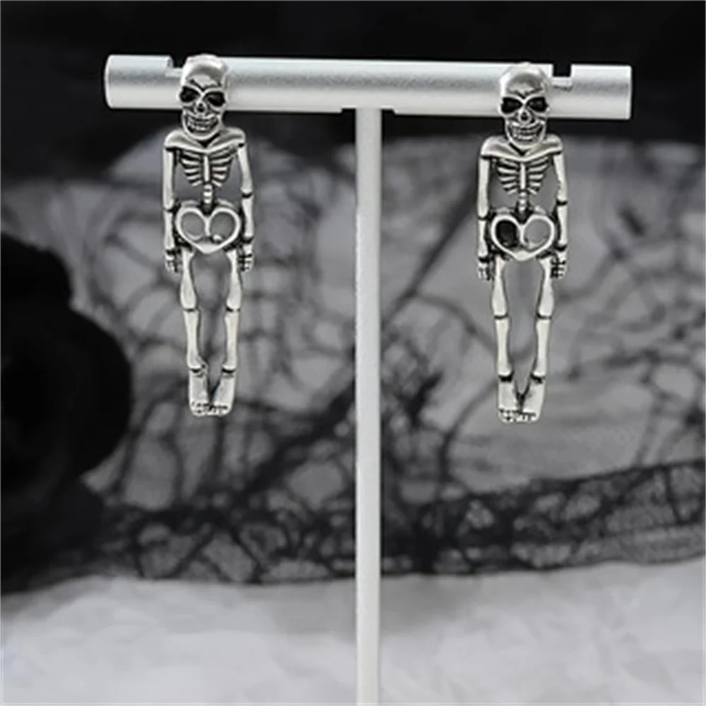 Halloween Skeleton Skeleton Earrings Fashion Simulation Human Skeleton Removable Earrings Couple Earrings