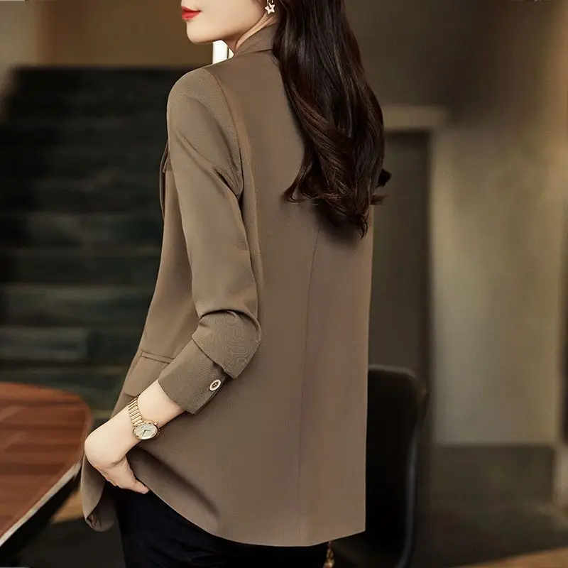 Office Lady Korean Fashion Business Casual Single Button Blazers Spring Autumn Women Notched Neck Long Sleeve Slim Suit Jackets