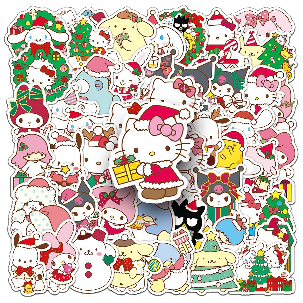 10/30/50pcs Sanrio Hello Kitty Kuromi Stickers Christmas Decals DIY Laptop Suitcase Phone Decoration Sticker Kids Classics Toys