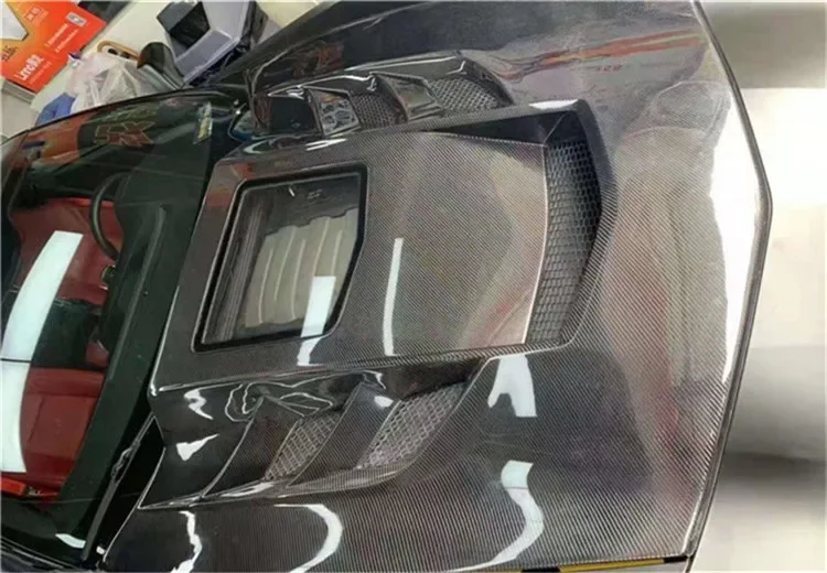 Carbon Fiber Transparent Glass Front Bumper Engine Hood Bonnet Vent Cover For Chevrolet Corvette C7 2014 2015 2016 2017 2018