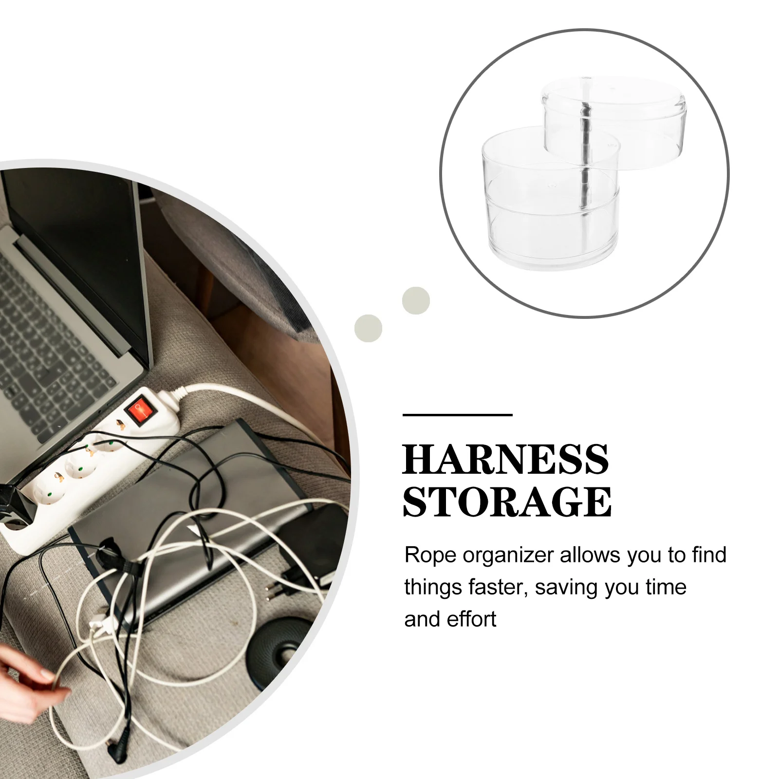 2Pcs Plastic Cable Storage Boxes Rotatable Multi-Layer Cord Organizer Earphone Jewelry Storage Case Electrical Cord Management