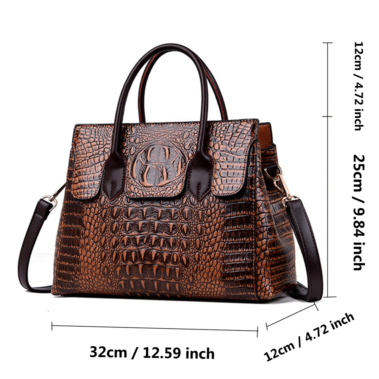 Female Luxury Crocodile Leather Handbags Designer Women Messenger Shoulder Bags Retro Tote