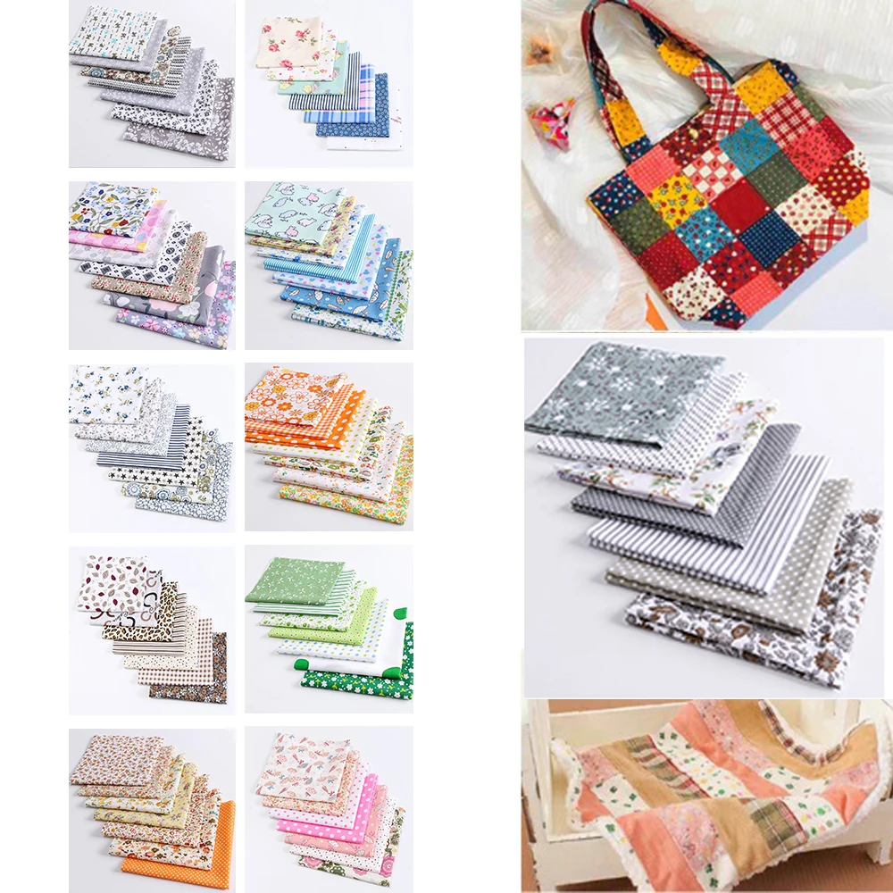 7PCS 25 X 25CM Squares Cotton Craft Fabric Cloths For DIY Bundle Patchwork Quilting Sewing Scrapbooking Artcraft