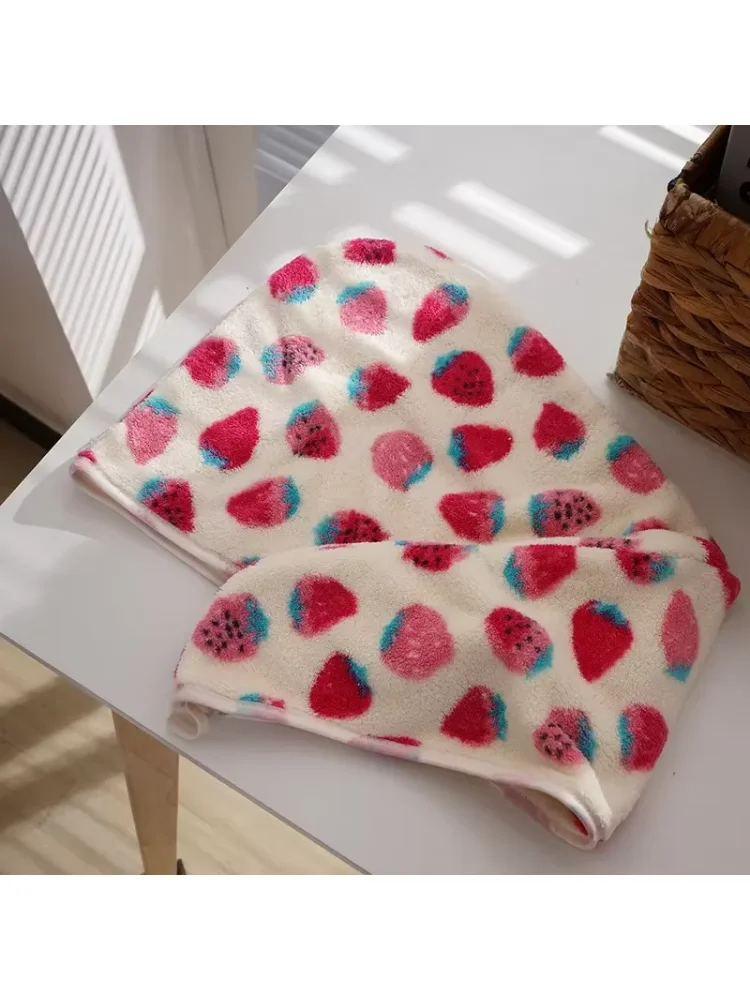 Microfiber Hair Towel Strawberry Printing Face Towel Daily Adult Kids Cartoon Absorption Towels Comfortable Household Towel
