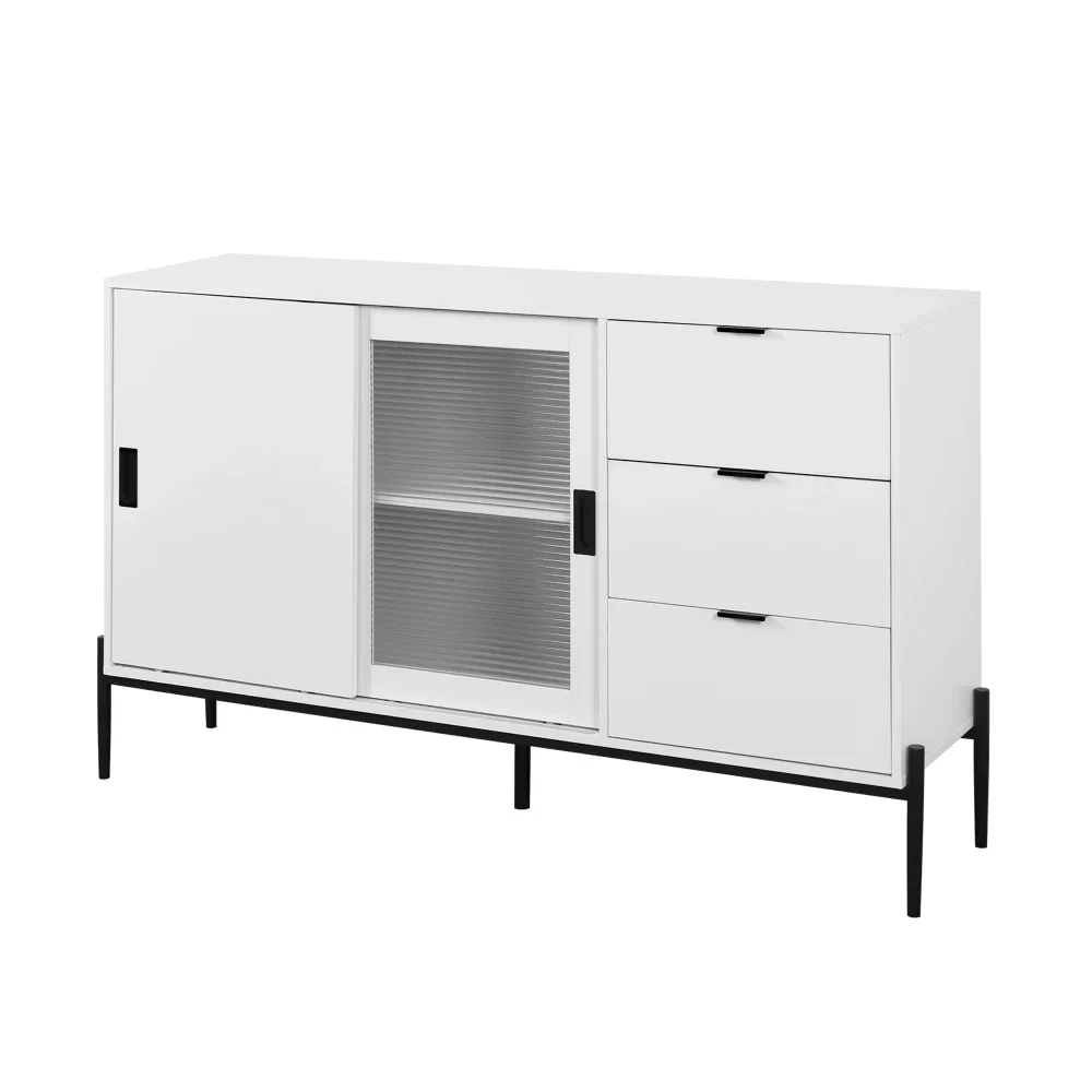 Glas-Schiebetür, 3 Schubladen, modernes Sideboard, Küche, Buffetschrank für Flure, Eingänge, Küche, Arbeitszimmer – Detail 17