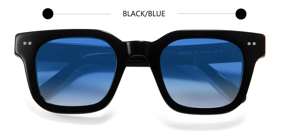 Chim 004 Designer-Sonnenbrille aus schwarzem Acetat, große polarisierte quadratische Fassung für Damen und Herren, flache UV400-Schutzgläser – Detail 14