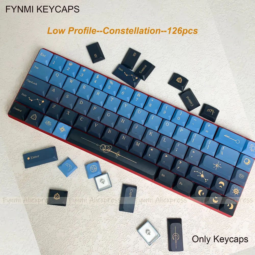 Fynmi Constellation Theme Low profile 126keys Keycaps ANSI keycaps  PBT keycaps Dye Sublimation for mechanical keycaps