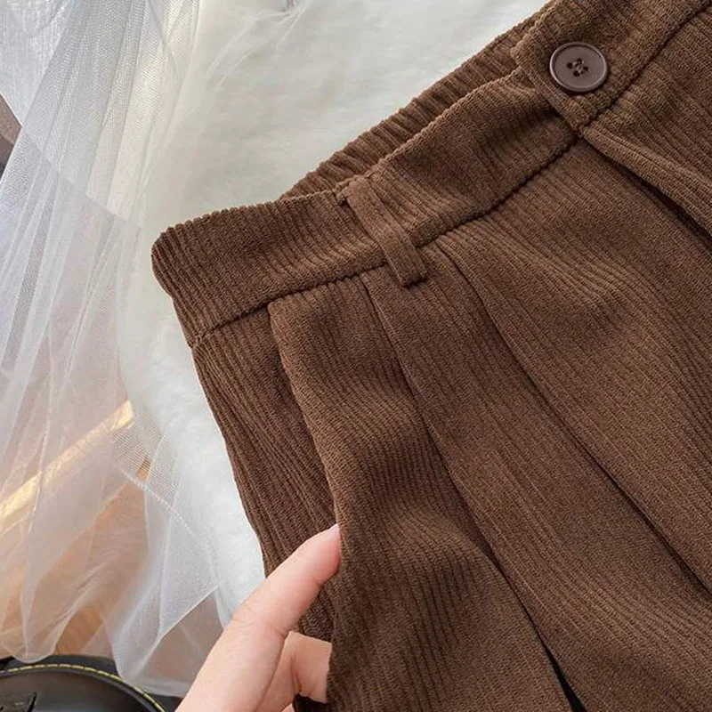 Xpqbb Vintage High Waist Corduroy Pants Women All Match Streetwear Baggy Wide Leg Trousers Casual Classic Straight Pants Female