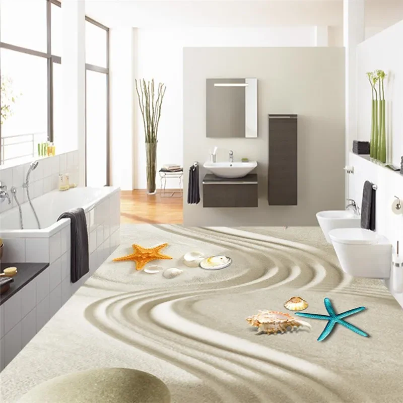 beibehang HD sand line art bio Waterproof Bathroom kitchen balcony PVC Wall paper Self wall sticker Floor mural wallpaper