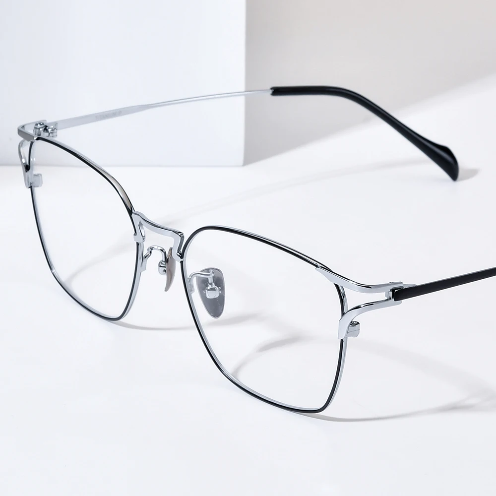 NIANZHEN Titanium Alloy Eyeglasses Frame Men Square Brand Design Glasses Women Ultralight-Weight Retro Eyewear Spectacles Y0038