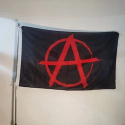 Circle A Anarchy Flag 2x3ft 3x5ft, Red on Black Symbolic Art Polyester Banner for Wall Hanging Protest Outdoor Indoor Decor