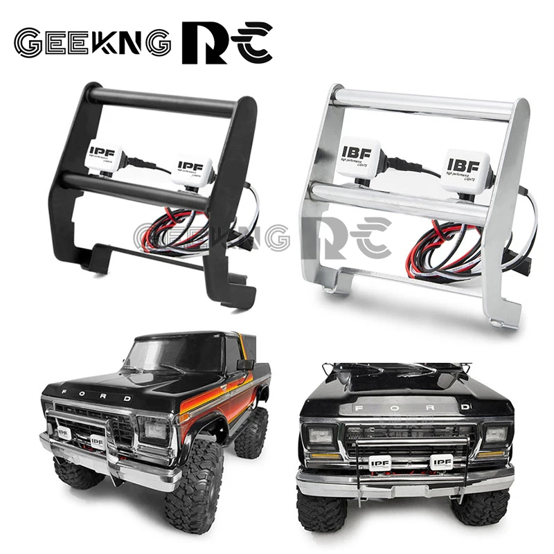 

Stainless Steel Anti Collision Front Bumper with LED Light for TRX-4 TRX-4 Ford Bronco 1/10 RC Crawler Car Parts W23