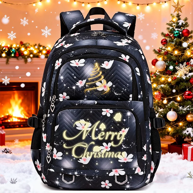حقيبة ظهر شجرة عيد الميلاد للجنسين بسعة كبيرة وخفيفة الوزن حقيبة نهارية مطبوعة هدية للسفر حقيبة يومية عصرية عالية الجودة للتنقل #2