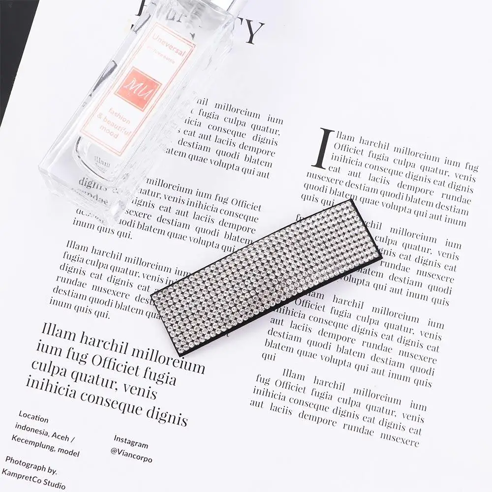 الحلو العصرية مستطيل الجانب مقاطع المشابك حجر الراين الكورية نمط المشابك كريستال النساء مقاطع الشعر دبابيس الشعر #6