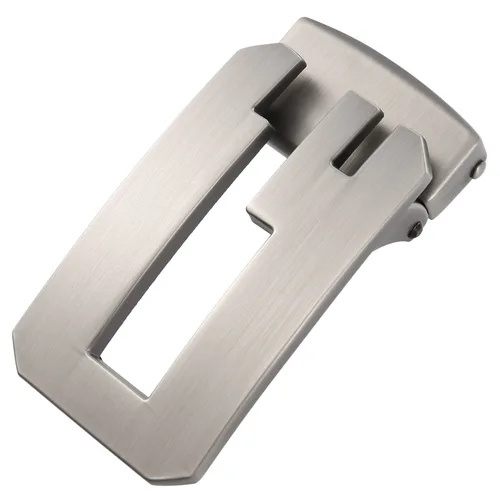 Imagen 1 del producto Hebilla de aleación nueva clásica para hombre, hebilla de perforación suave, color gris pistola, accesorios de cinturón informales de negocios versátiles, 3,5 cm