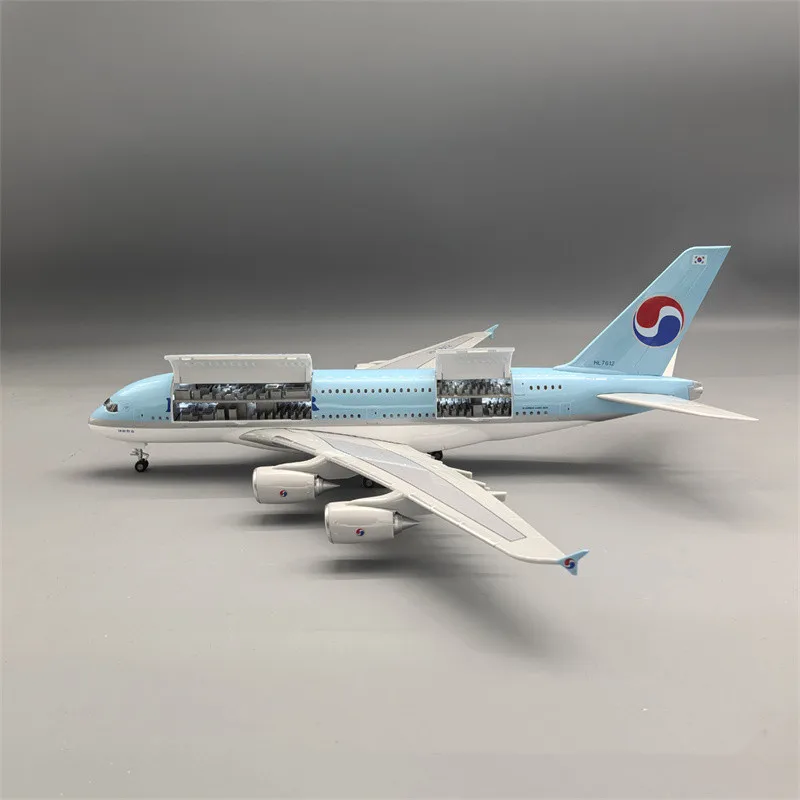 

1:160 Scale Model Korean Air A380 Airways Resin Openable Cabin Door Airplane With Light Landing Gear Collection Display Fans