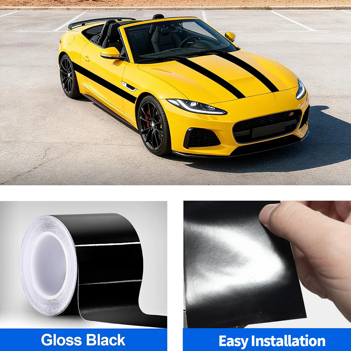 3/5/7/10CM Glänzende Schwarze Vinyl-Folienstreifen Fenster-Zierleisten-Folie Auto-Innenraum Säulen-Aufkleber für Fahrzeuge – Detail 5