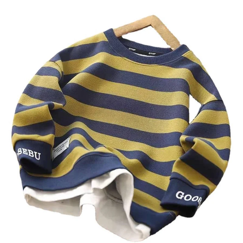 Boys Hoodies Sweatshirts Cotton Tops Outwear 2024 Stripe Spring Autumn Kids Teenagers Long Sleeves Children\'s Clothing