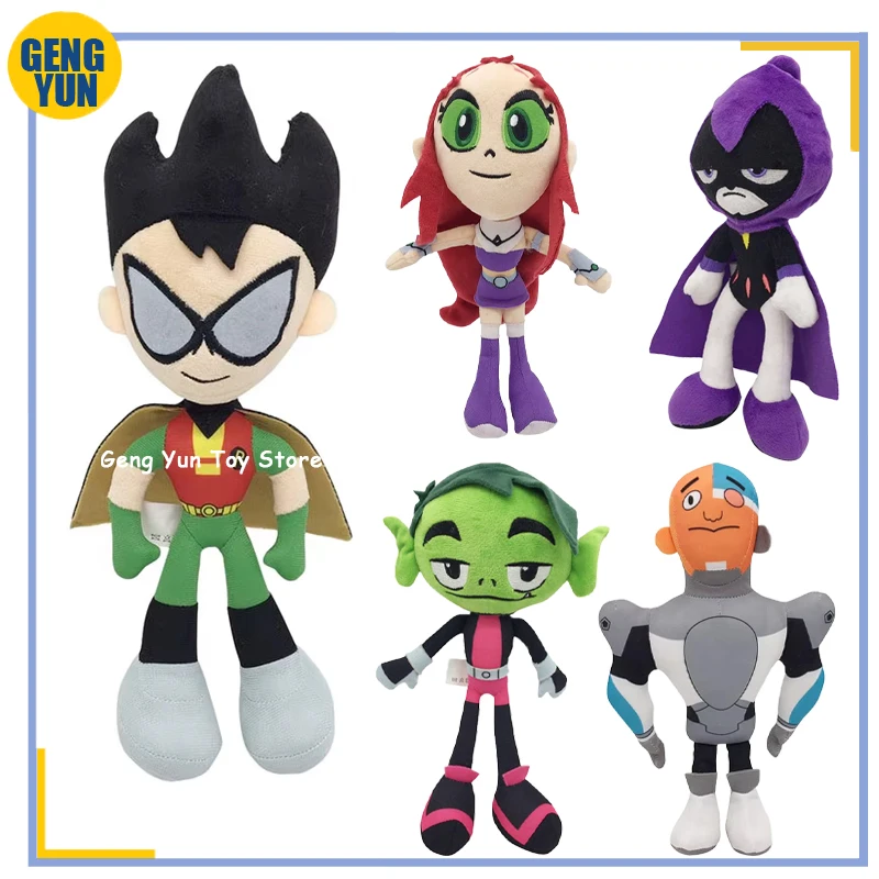 Cartoon Moive Robin Stuffed Plush Anime Teen Titans Go Plushie Doll Raven Beast Boy Peluche Juguetes Kids Birthday Xmas Gifts