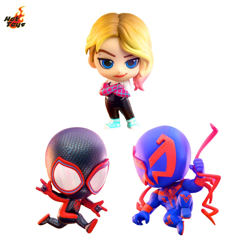 

Hottoys Spiderman Miles Morales Gwen 2099 Csobaby Collector'S Edition Minifigure Figures Desktop Ornaments Model Toy Gift