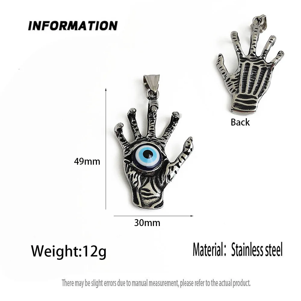 Retro cast Eye of Wisdom palm stainless steel pendant, waterproof and non-fading blackening process, necklace accessories