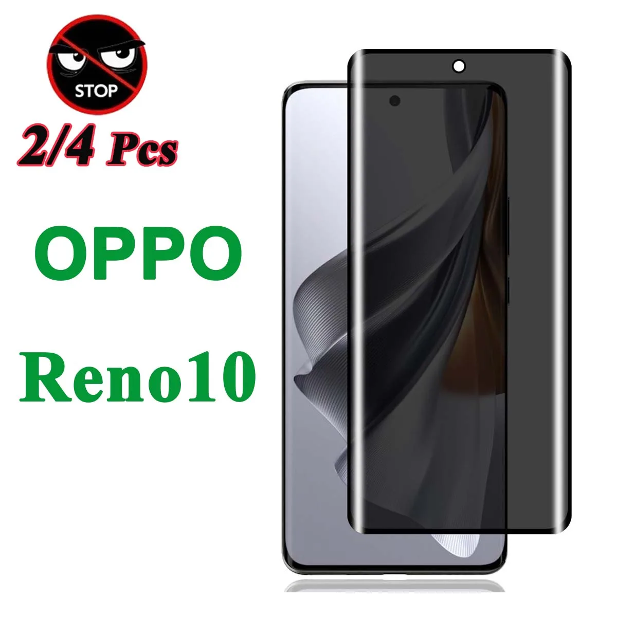 

Anti Spy Screen Protector For OPPO Reno10, 3D Curve Privacy Tempered GlassHigh Aluminum Anti Glare Peep 9H Transparent