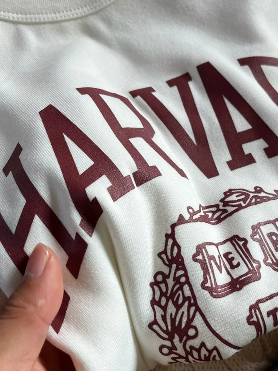 تي شيرت نسائي بأكمام طويلة ورقبة دائرية مطبوع عليه حروف تي شيرت نسائي جديد من القطن الناعم غير رسمي ملابس الشارع الشهير تي شيرت نسائي لطيف للخريف الحلو Y2K