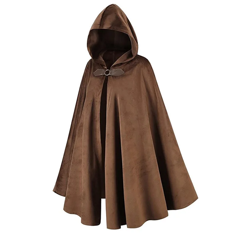 Cos Gift Costume medievale con cappuccio Cape Wizard mantello corto costumi di Halloween cappotto Cosplay non morto Unisex abbigliamento per adulti puntelli