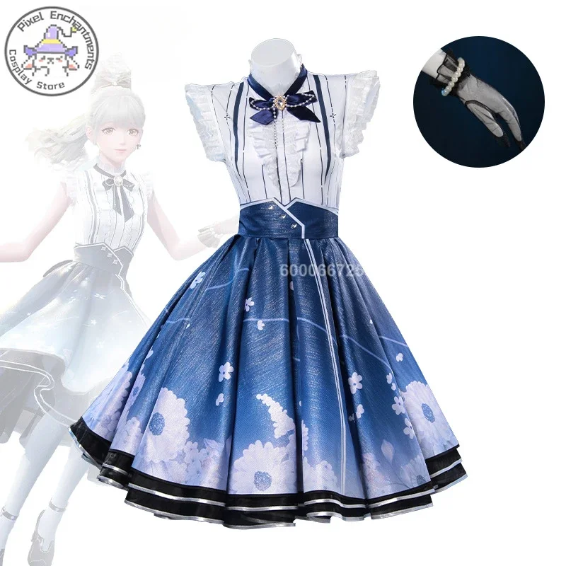 Anime Infinity Nikki Cosplay Costume for Women Wig Lolita Blue Dress Full Set Kawaii Girls Sweet Outfit Halloween Game Comic-Con