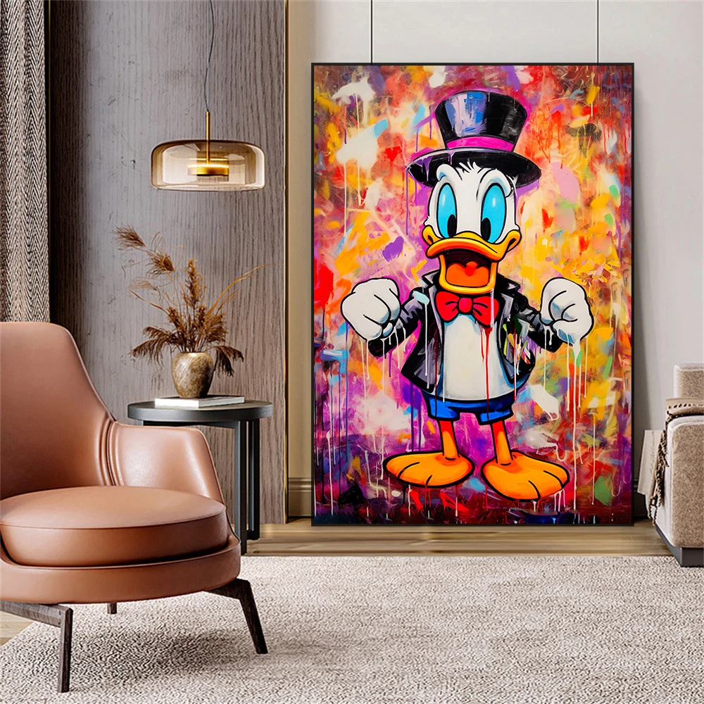 Donald Duck Graffiti Print Funny Fitness Wall Decor Oil Painting Pop Street Prints Canvas Painting Home Bedroom Decoration