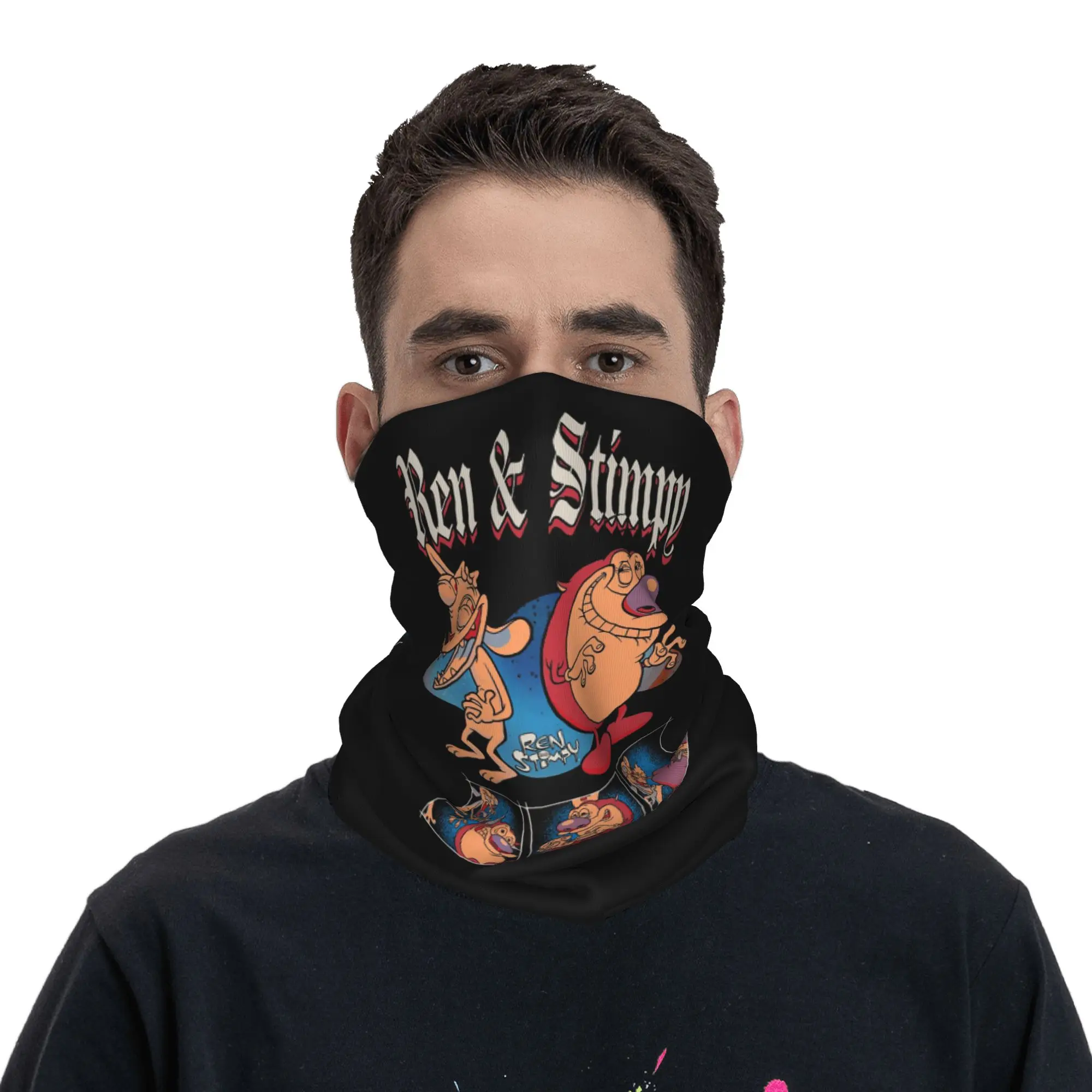 Animal 90s Ren And Stimpy  Cartoon Character Bandana Neck Cover Printed Magic Scarf Headwear Running for Men Women Windproof