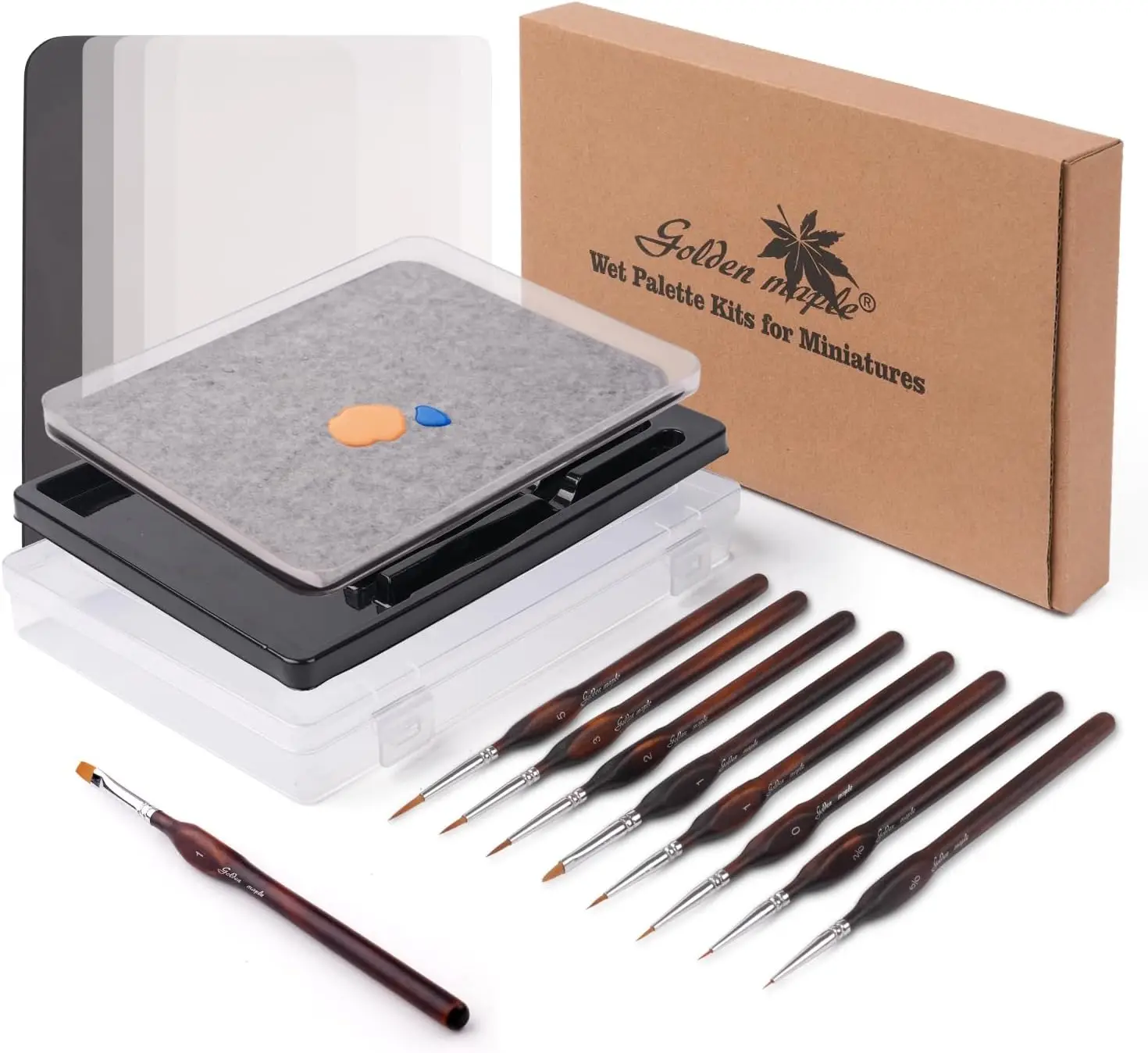 

Wet Pallets for Painting Miniatures - Stay Wet Palette for Acrylic Painting Kit with 9PCS Miniature Paint Brushes, 50PCS