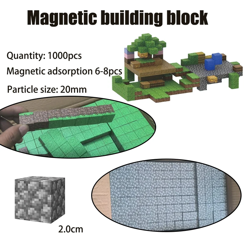 128pcs 2cm Magnetic Building Blocks Mine World Cube Magnet World Set for Kid Age DIY Model Children Stem Best Montessori