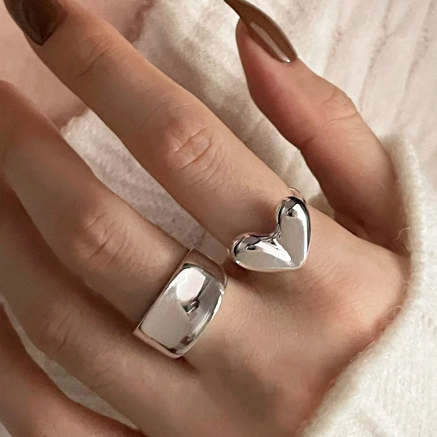 Fashion Metal Heart Bump Rings For Women Counple Wedding Engagement Women\'s Vintage Ring Fashion Jewelry jz791