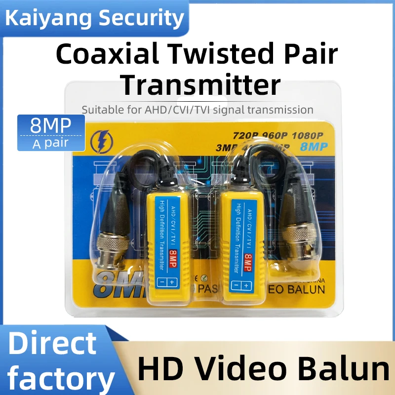 Passive HD Video Balun 8MP 4K CCTV Twisted Pair Transceiver BNC Connector UTP Cable Adapter For Surveillance System