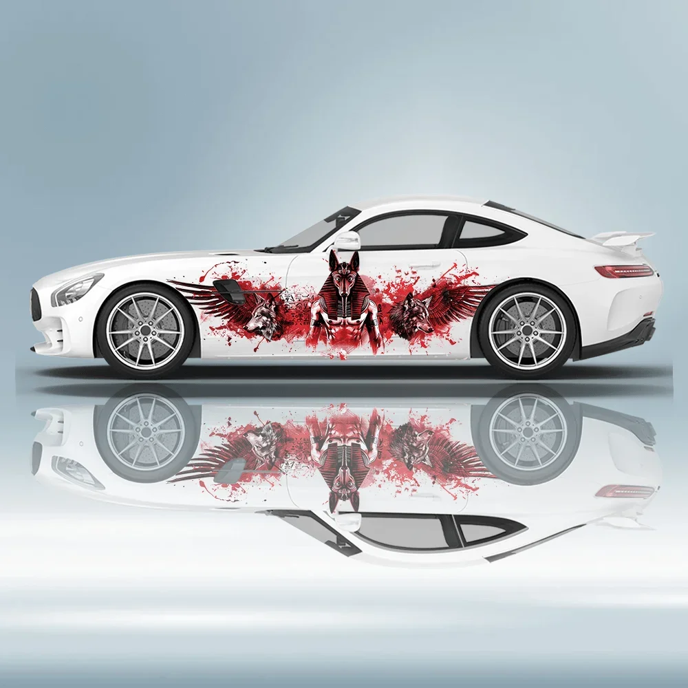 Anubis Blood Splatters Cool Car Vinyl Wraps Decal Self-adhesive PVC Sticker Suitable for Trucks SUV Decor Auto Accessories Gift