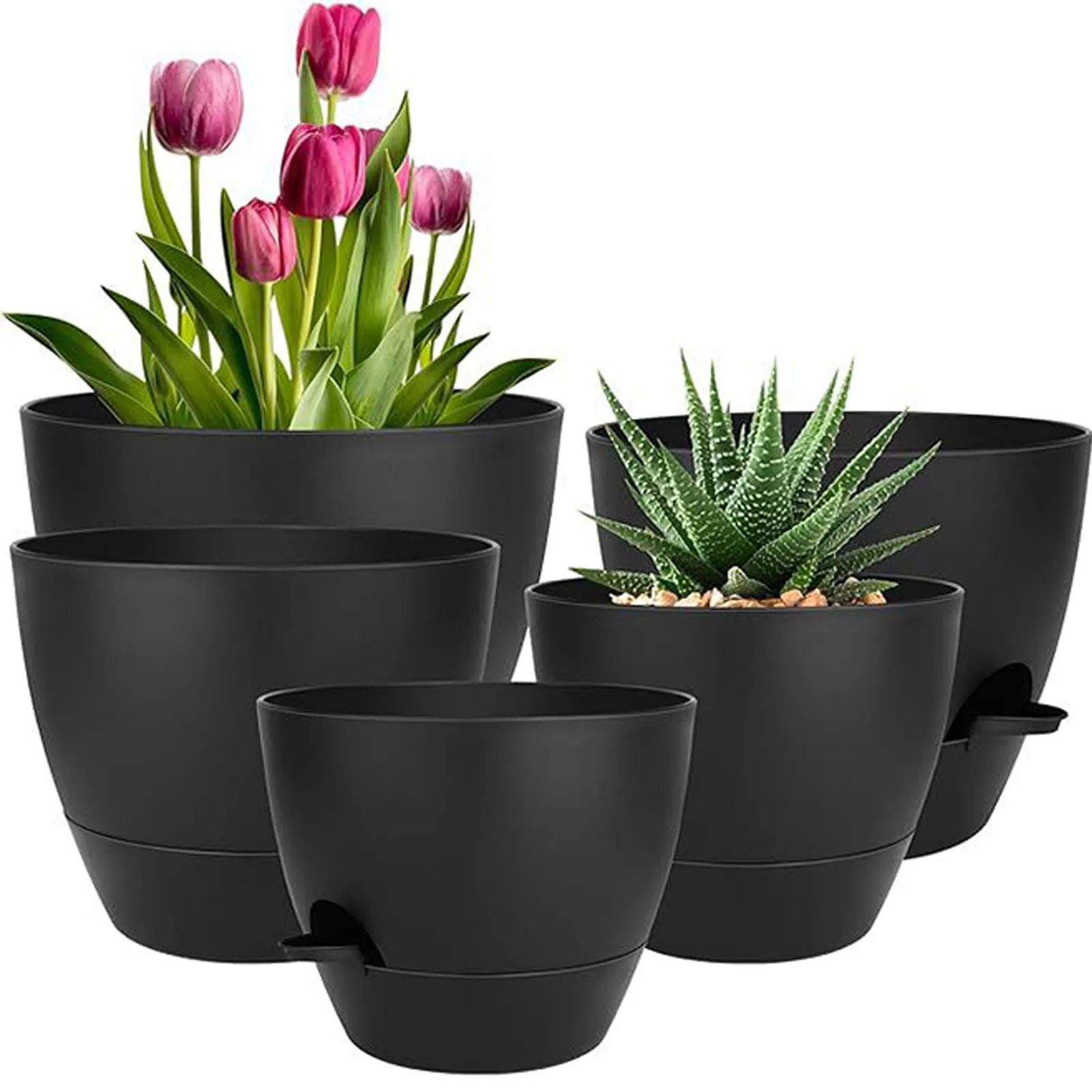 

5pcs/set Outdoor Self Watering Plant Pots Plants Hydrated Without Hassle 5 Pack Plastic Flower C