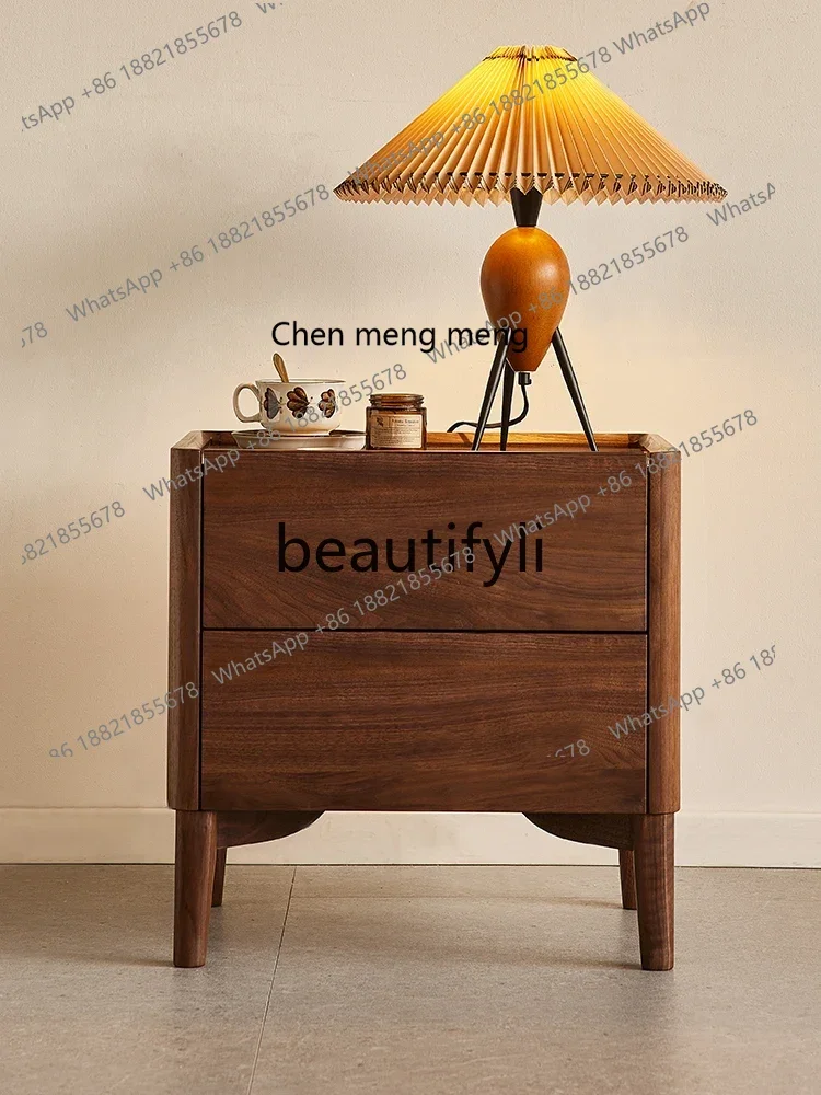 M178 North American black walnut bedside table Nordic simple solid wood home storage locker