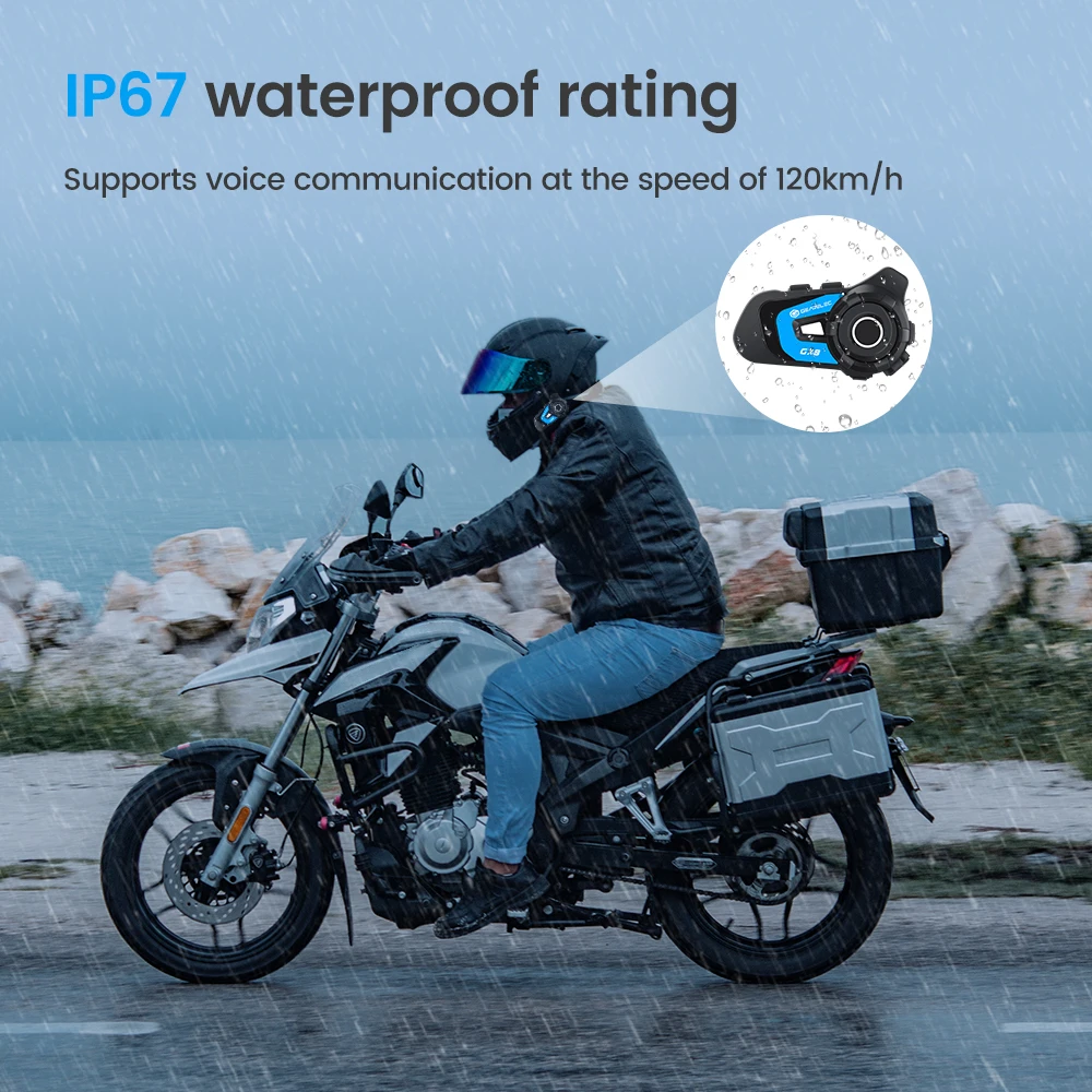 GEARELEC GX8 Motorcycle Intercom Helmet Bluetooth Headset Speaker 8 Rider 1.5km Moto Communicator Music Sharing FM Interphone