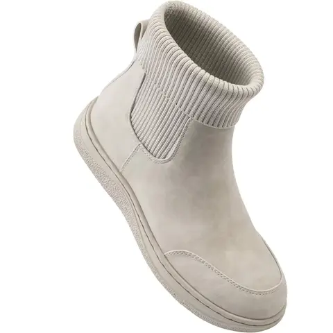 महिलाओं के चेल्सी एंकल बूट्स आरामदायक शीतकालीन शॉर्ट लेदर बूट्स फैशन स्लिप ऑन इलास्टिक सॉक बूटीज़ चौड़ी चौड़ाई 10 best sales महिलाओं के लिए सॉक बूट - №5