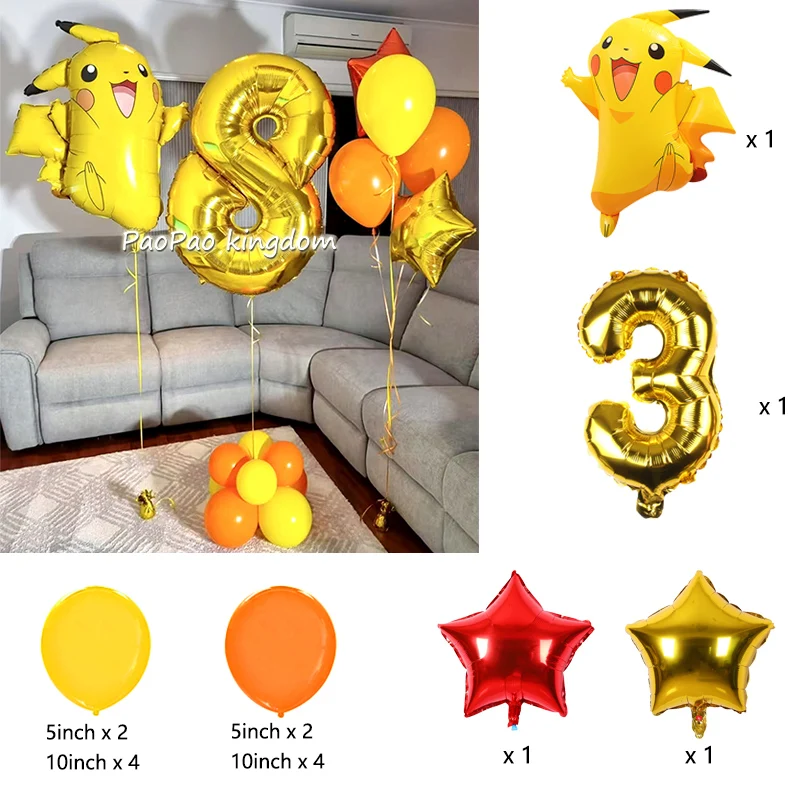Bestseller Pikachu Ballon-Set Cartoon-Charakter Luftballons für Babyparty Geburtstagsdekoration – Detail 3