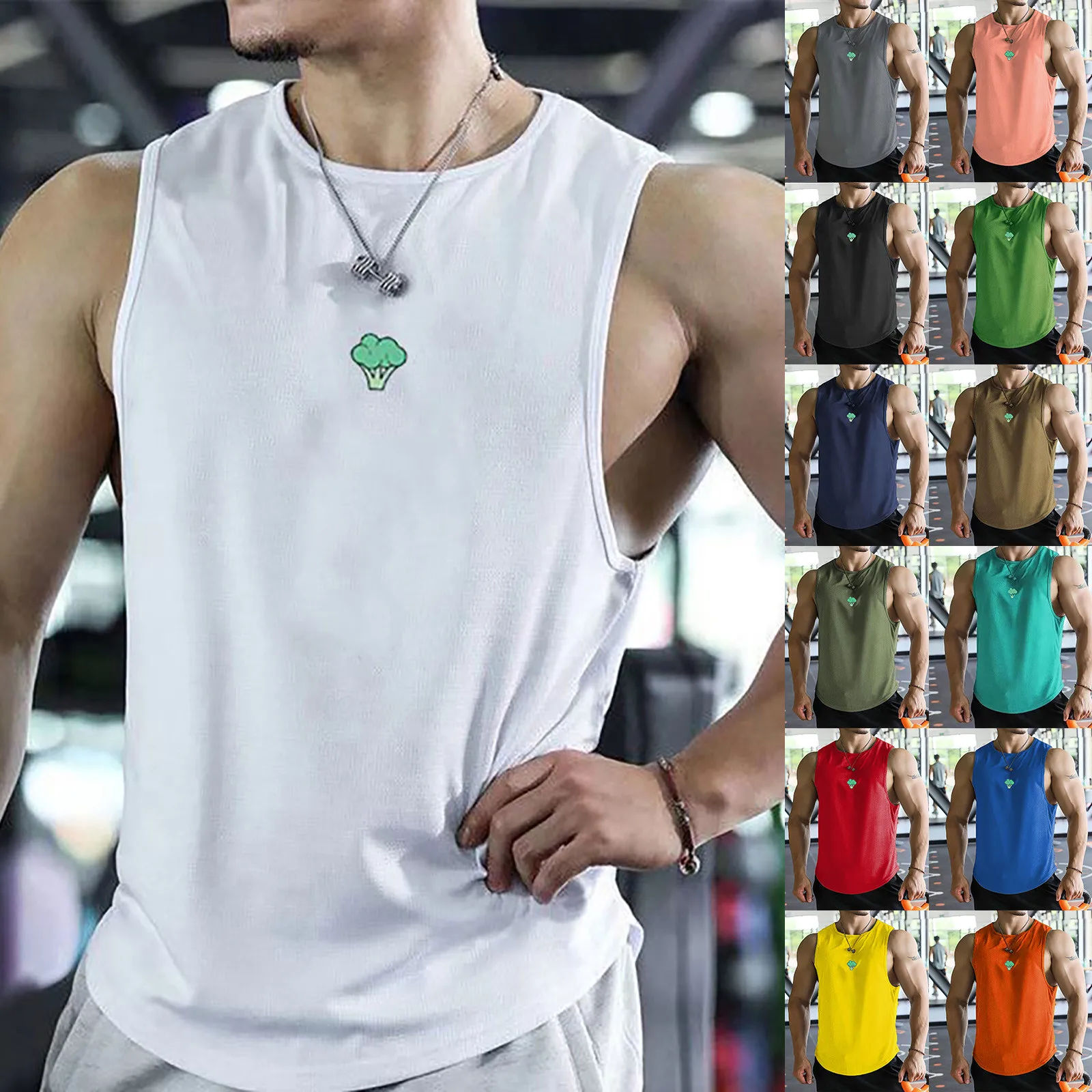 

Men'S Casual Tank Tops Summer Bodybuilding Sleeveless Vest Gym Fitness Solid Muscle Vest O-Neck Sports Men Clothing Blusa Camisa