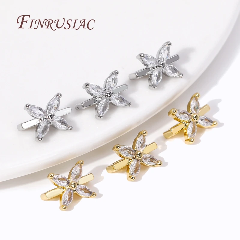 18K Gold Plated 2 Holes Bead Separators,Brass Zircon Spacer Bar,Separators For Beads DIY Jewelry Making Supplies Wholesale