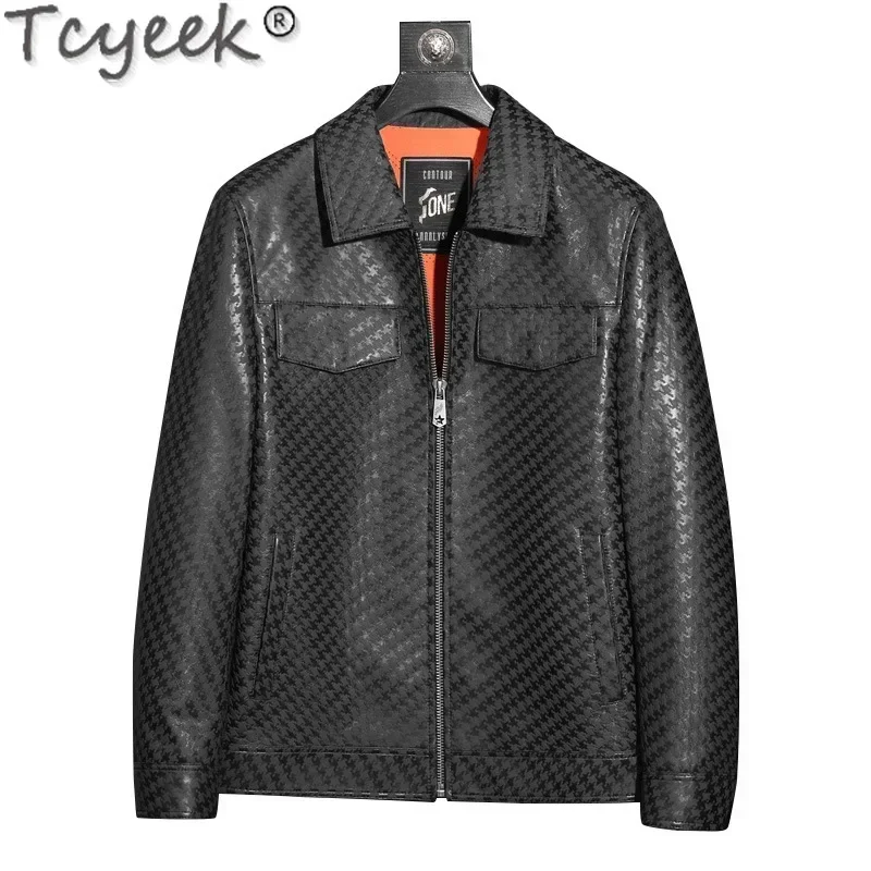 Tcyeek Genuine Leather Jacket Men Clothing Fashion Real Sheepskin Coat Spring Autumn Mens Motocycle Jackets Lapel Jaqueta Couro