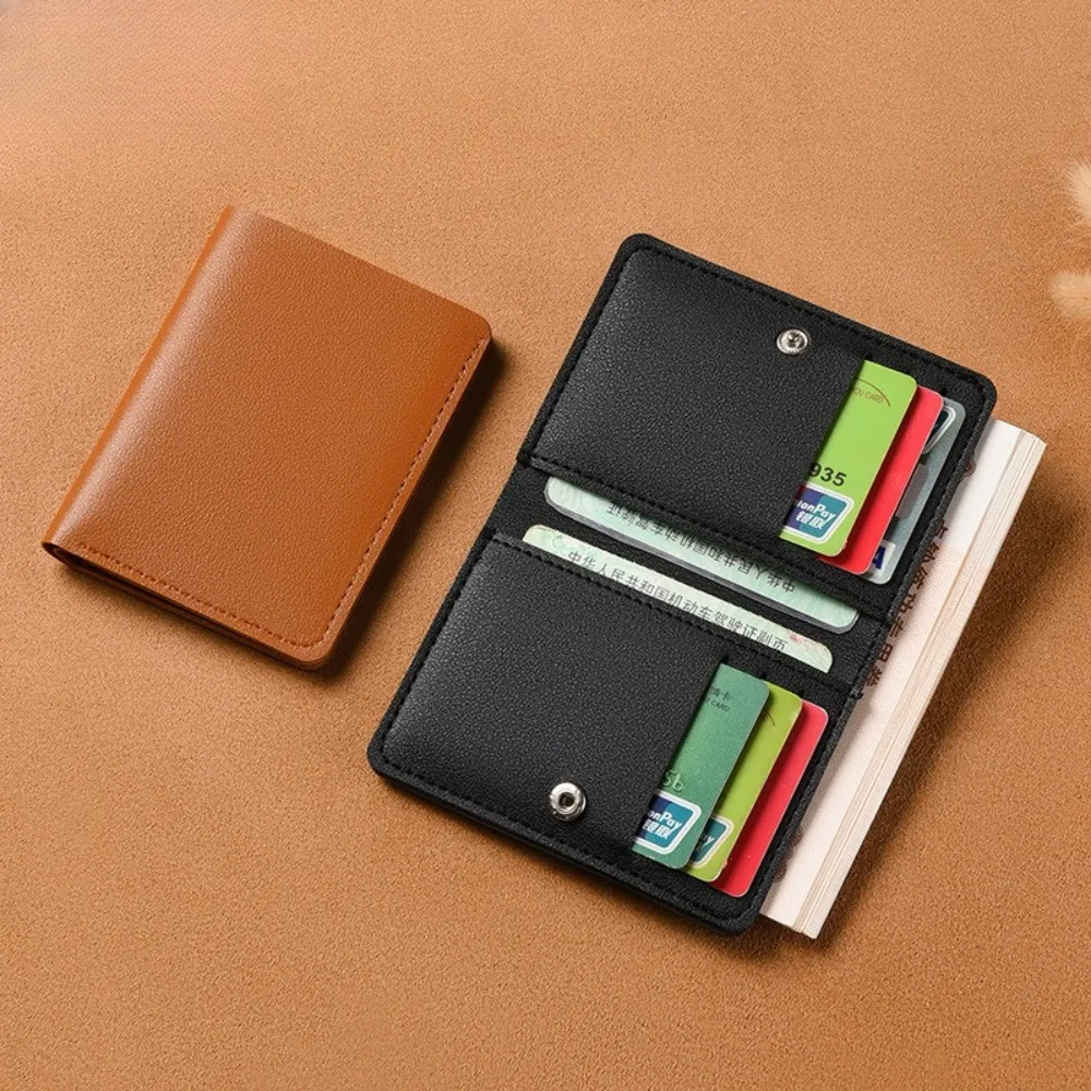 Unisex Slim Mini ID Card Holder Leather Credit Card Pouch Coin Purse Portable Driving License Organizer Outdoor Storage Wallet